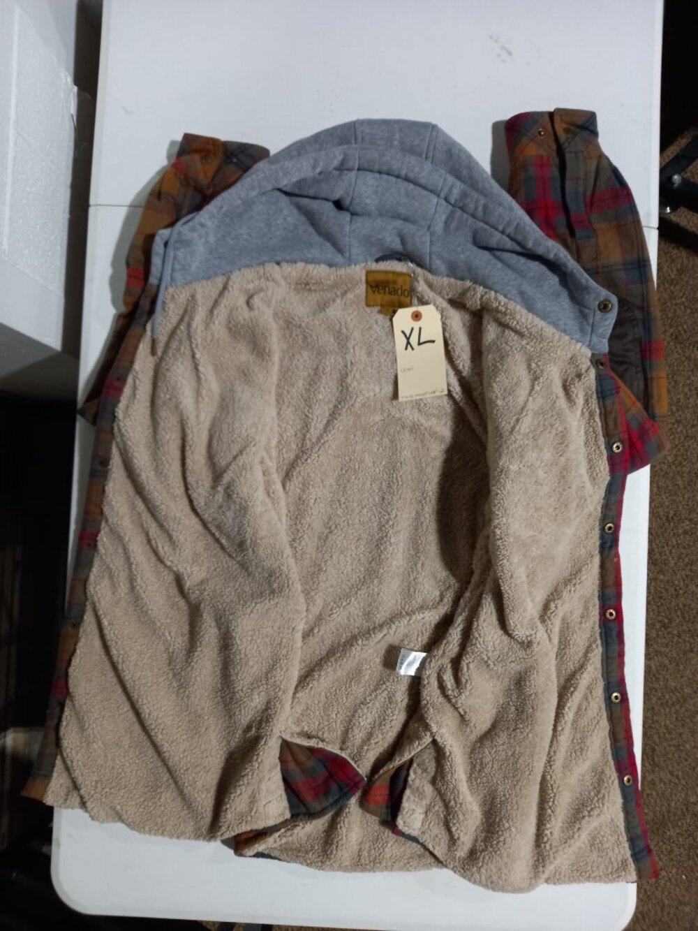 Men's Flannel Shirt Jacket Berber-Lined with Hood | XL - Picture 3 of 6